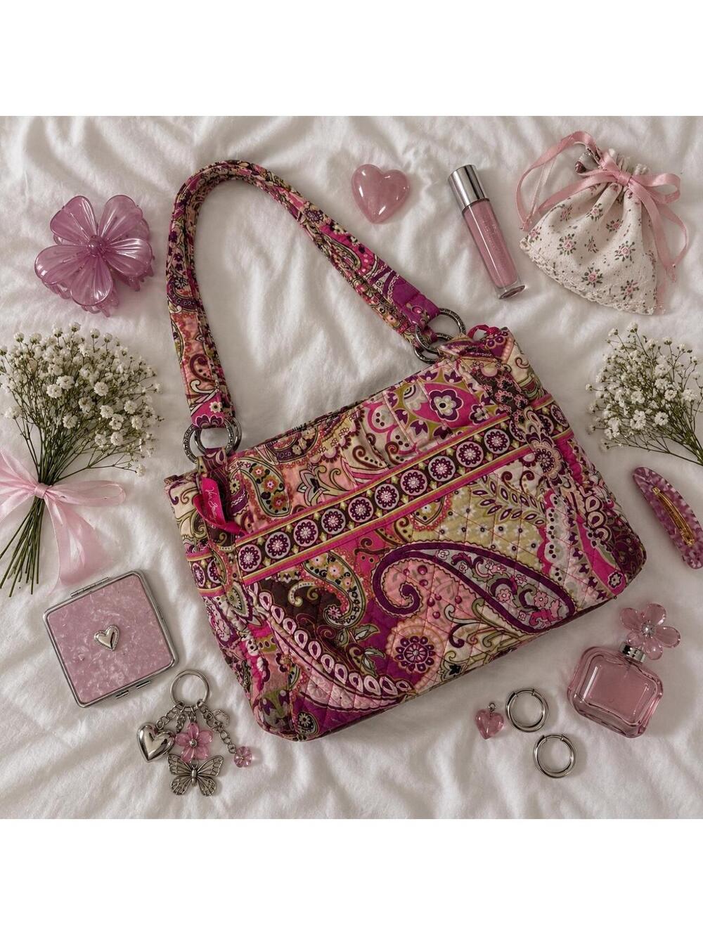 VERA BRADLEY Y2K PAISLEY SHOULDER BAG PURSE PINK PURPLE